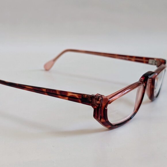 NWT Vintage 90's Plastic Rectangle Half Frame Reading Glasses (Red. Tortoise) - Picture 2 of 5
